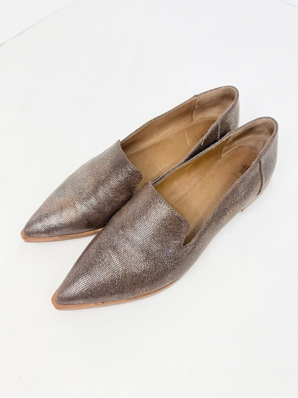 Frye KENZIE VENETIAN Multi Metallic Bronze Shimmer Pointed Toe Ballet Flats